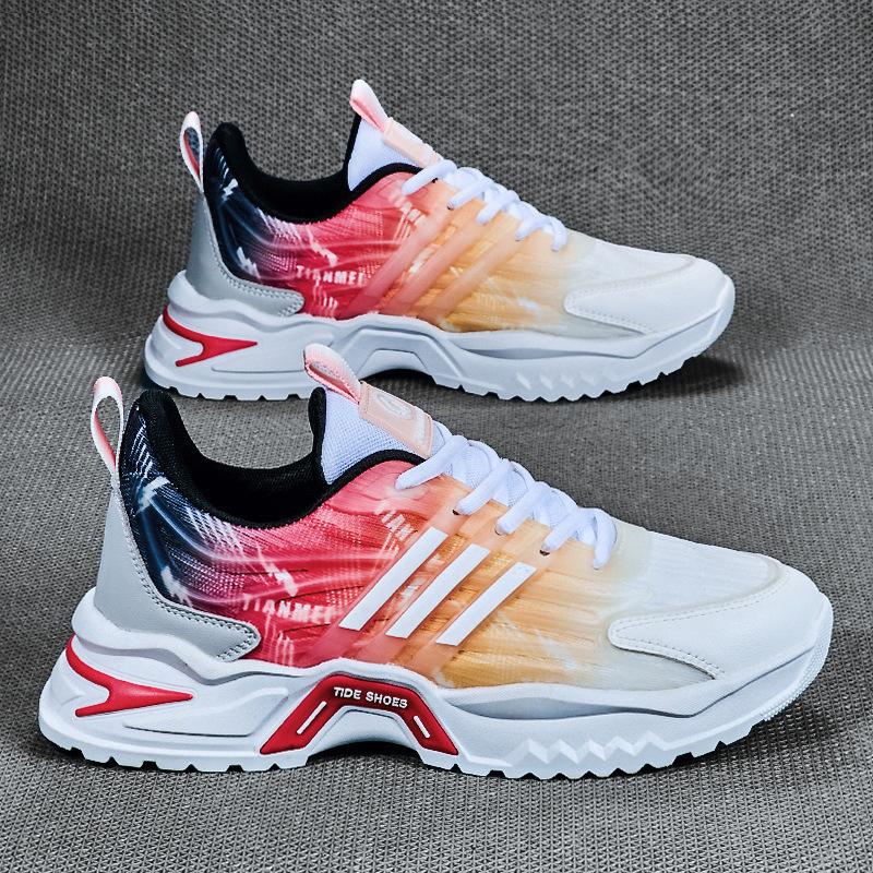 

Men s shoes autumn 2025 new sports and leisure versatile fashion fly-woven Korean version sports shoes platform non-slip dad shoes 45 арбуз красный