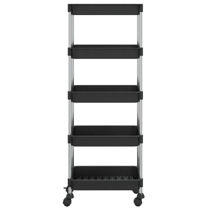VidaXL Kitchen Trolley 5 Levels Black 42x29x128 Cm Iron and ABS 336331