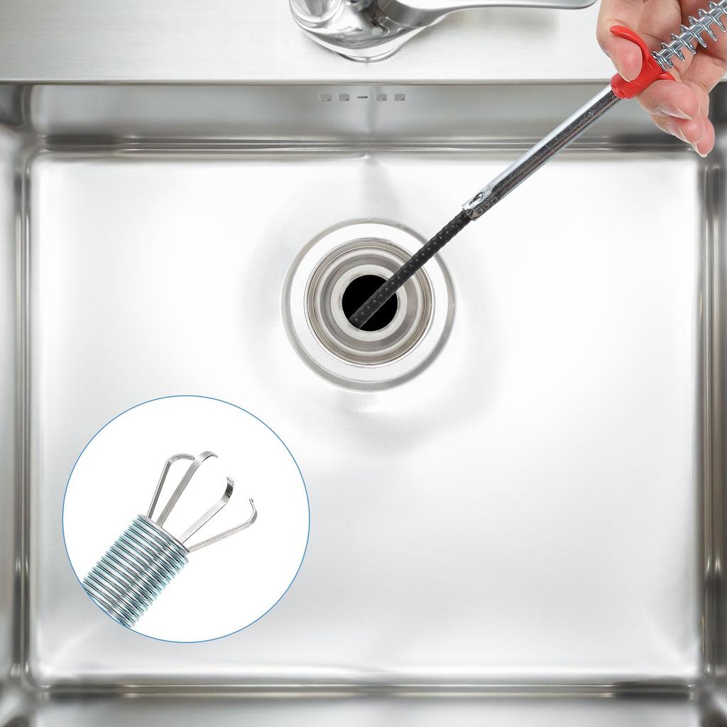 Uxcell 76.7" Drain Clog Remover, Gutter Cleaning Tool, Flexible Grabber Claw Pick-Up Reacher for Kitchen Bathroom Tub