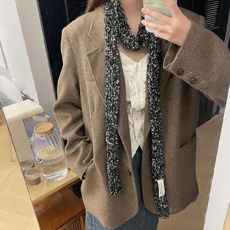 Women Skinny Scarf Thin Choker Knit Belt Long Tie Scarf Bag Handle Wrap