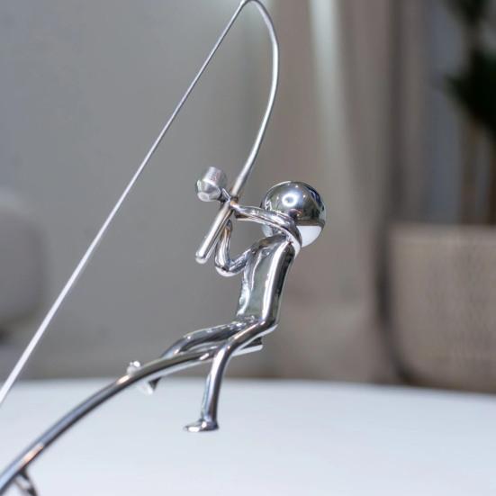 2Pcs Fisherman Balancing Sculpture Kinetic Balance Art Sculpture Interactive Fishing Figure Desktop Ornament for Home Office Decor Stress Relief Gift