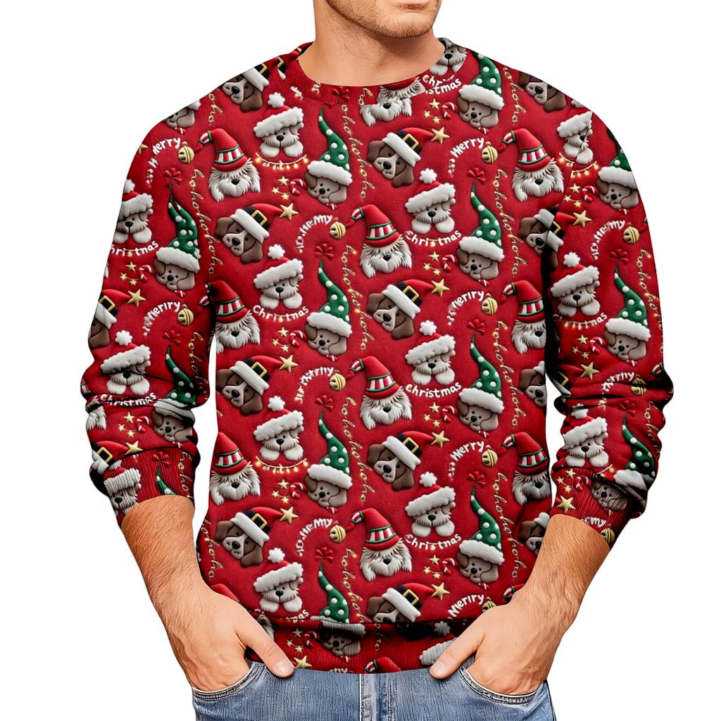 Weihnachtsdruck Lockerer Herren-Hoodie