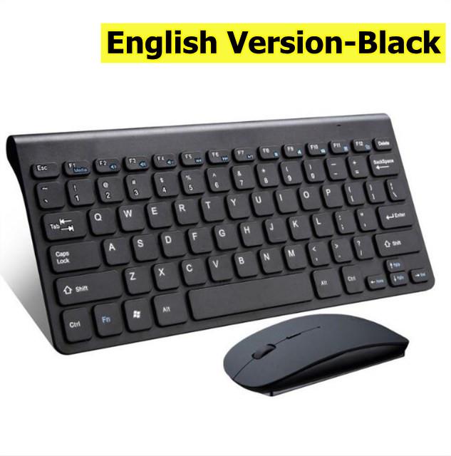 

2,4 г беспроводная клавиатура и мышь, комплекты русской, французской, арабской, корейской мультимедийной комбинации для Windows 7 10 Android Ipad, ноутбука, ПК, ТВ-приставки Combo English чёрный