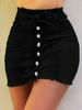 ATC70568 Damen High Waist Mehrfarbiger Paperbag-Design Stretch-Denim-Rock