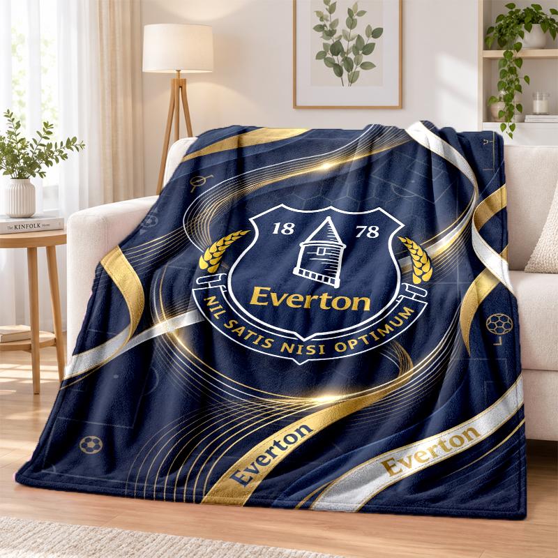 Everton Football Printed Flannel Blanket Warm Comfort Bed Throw For Indoor Home Decoration