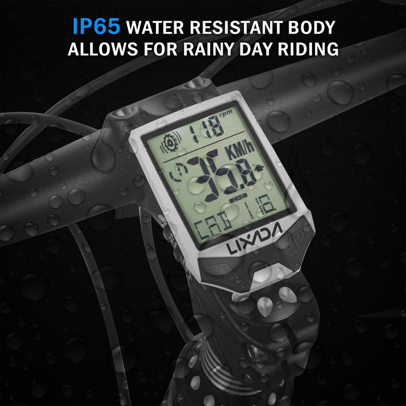 LIXADA Wireless Bike Computer Speed Meter with Heart Rate Sensor Backlight Display Multifunction Waterproof Cycling Speedometer