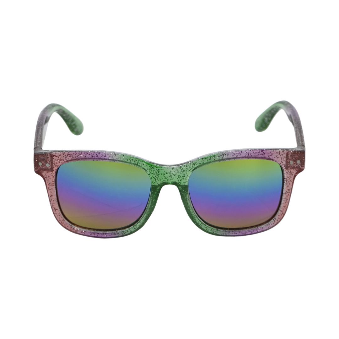 Trendy Colorful Glitter Square Frame Sunglasses with UV Protection