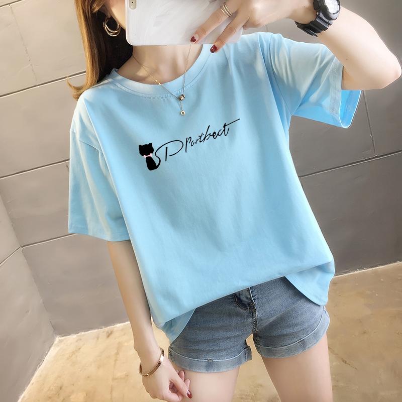 Summer pure cotton Casual loose student T Shirt Women's Y2k Tops Harajuku funny cartoon print Short Sleeve T-shirts Women