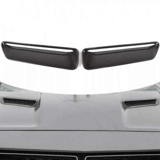Carbon Fiber Engine Hood Air Vent Intlet Cover Trim for Dodge Challenger 2015+