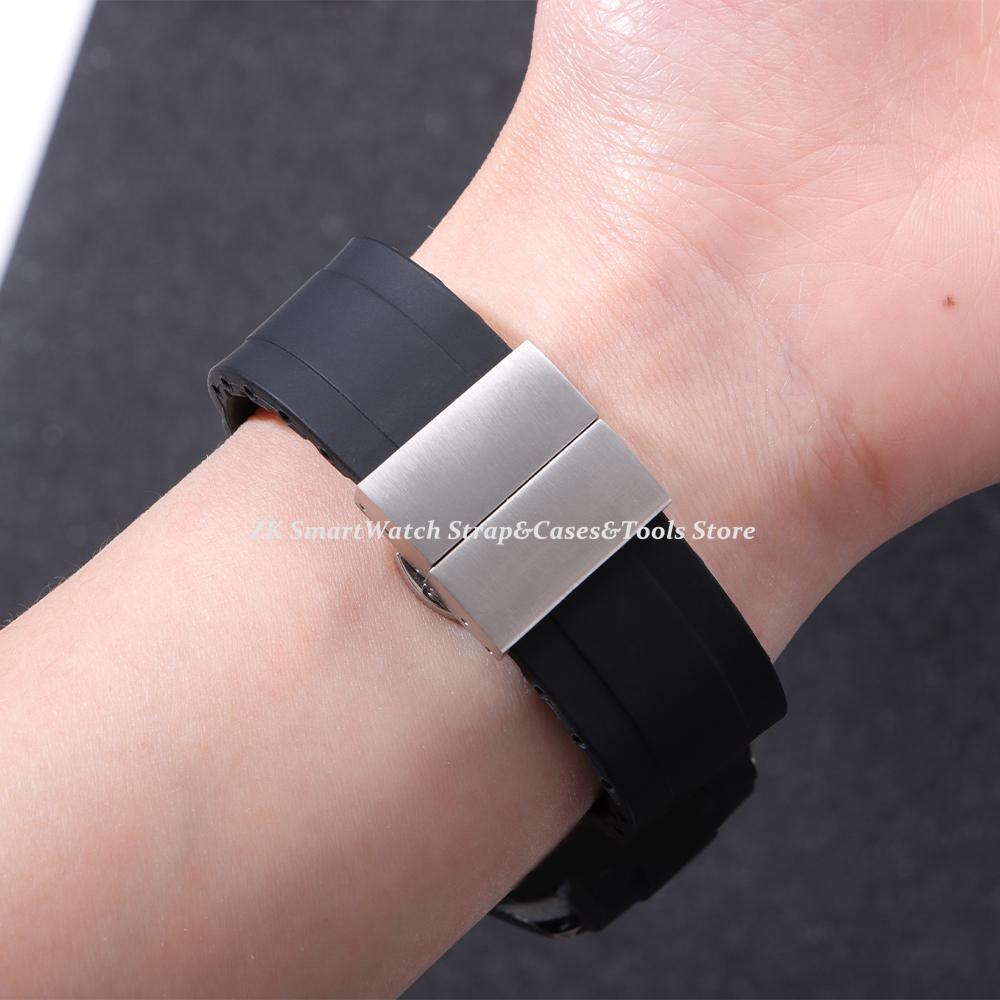 Silicone Watch Strap 22mm 20mm for Seiko for Fossil Wristband Curved End Solid Folding Buckle Watch Bracelet for Men Accessories