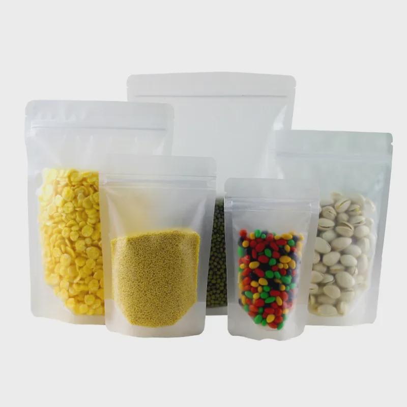 Thick Transparent Frosted Ziplock Bag for Dried Fruit and Tea Packaging