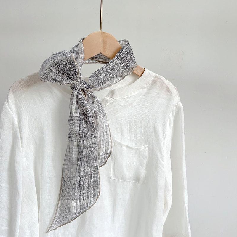 Spring And Summer 100% Linen Thin Neck Scarves Square Scarf Neckerchief Shawls For Ladies