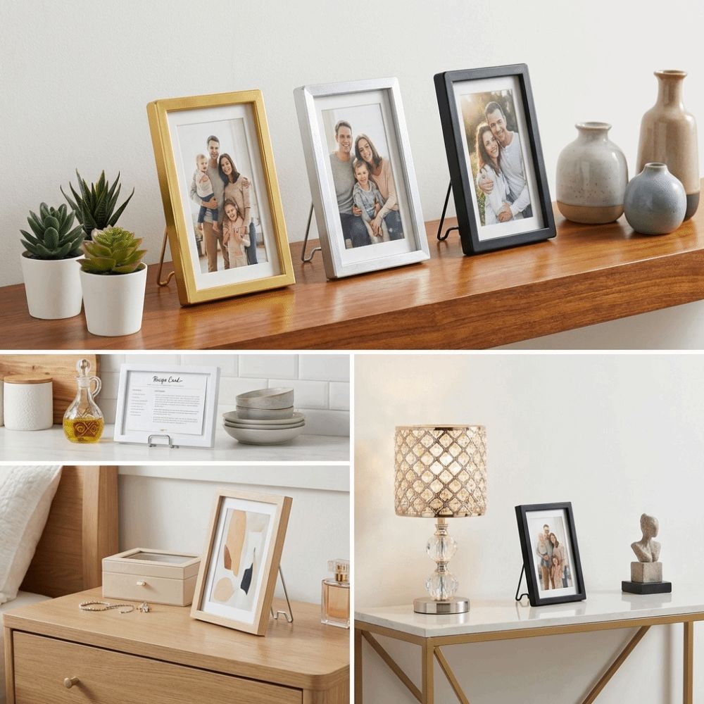 Adjustable Photo Frame Stand Stainless Steel Picture Display Holder Frame Easel  Banquet Decor