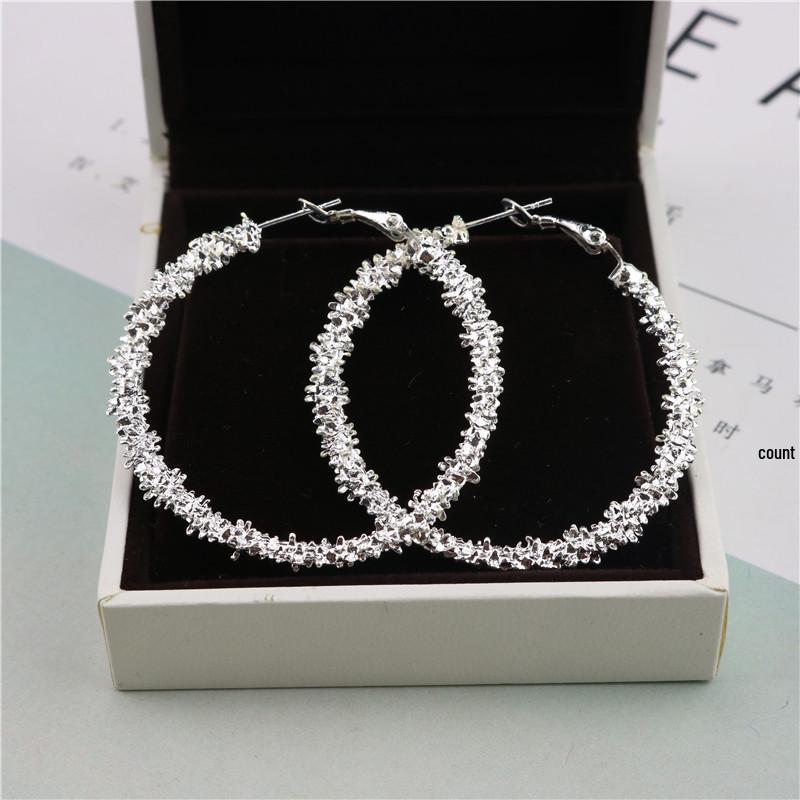 Trendy Irregular Geometric Large Circle Earrings - European & American Style