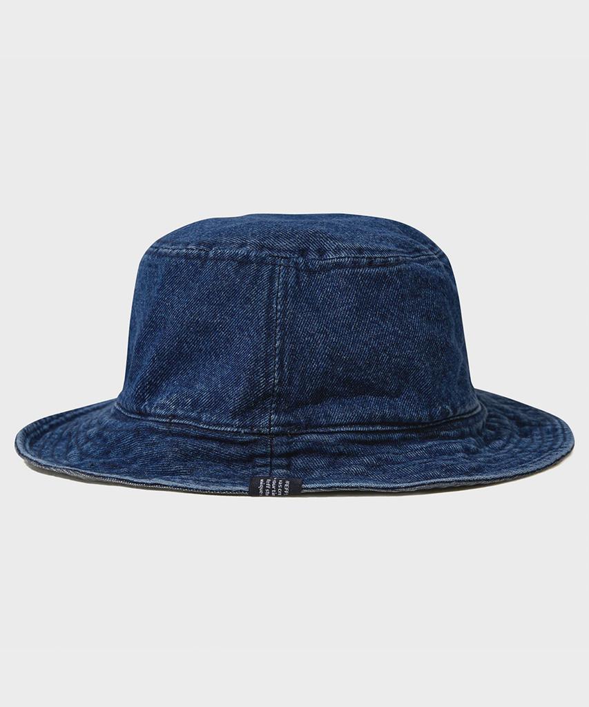 FFEFF STUDIO Vintage Washed Denim Reversible Bucket Hat (Deep Blue/Black)