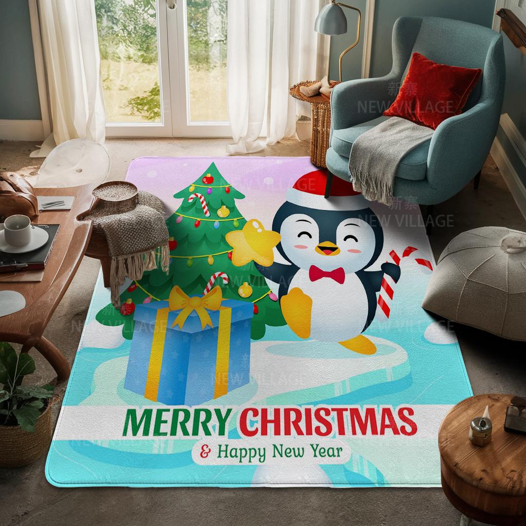 House Entrance Carpet Home Door Mat Living Room Bath Foot Bathroom Non-slip Water Absorption Rugs Bath Merry Christmas Winter