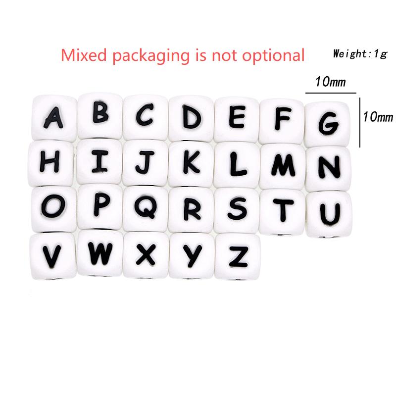 Kovict 20pc Alphabet English Silicone Letter Beads For Jewelry Making Bulk 10mm  For Personalized Pacifier Jewelry Accessories