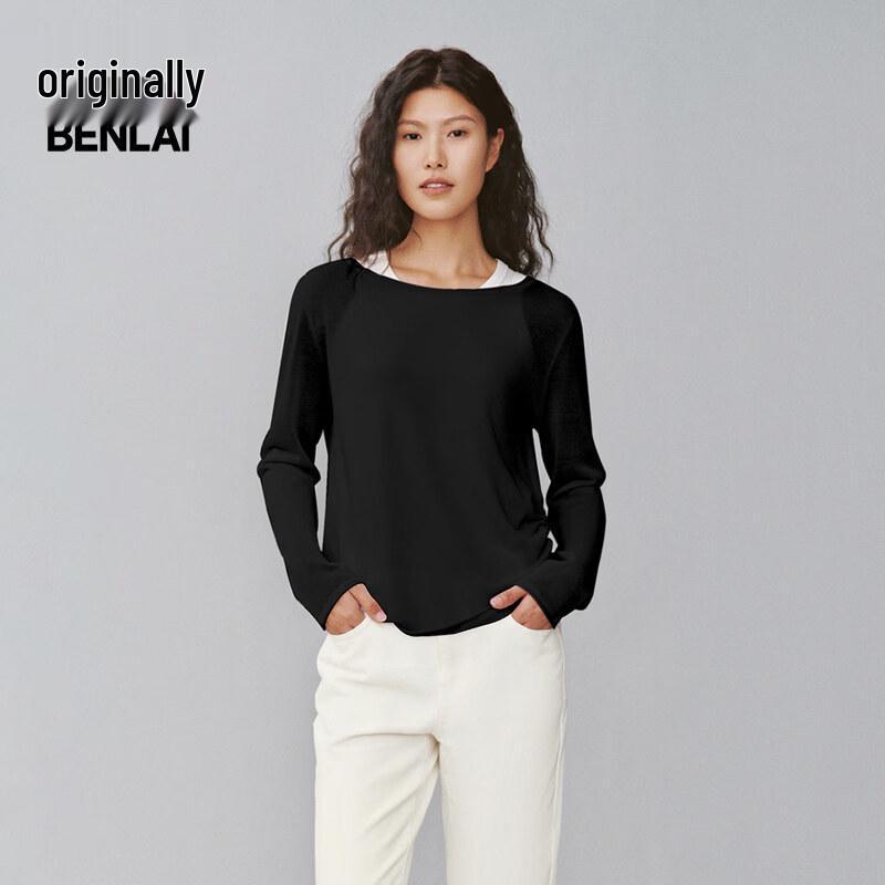 BENLAI Women s 2025 Spring Lyocell Blend Loose Striped Knit Top S