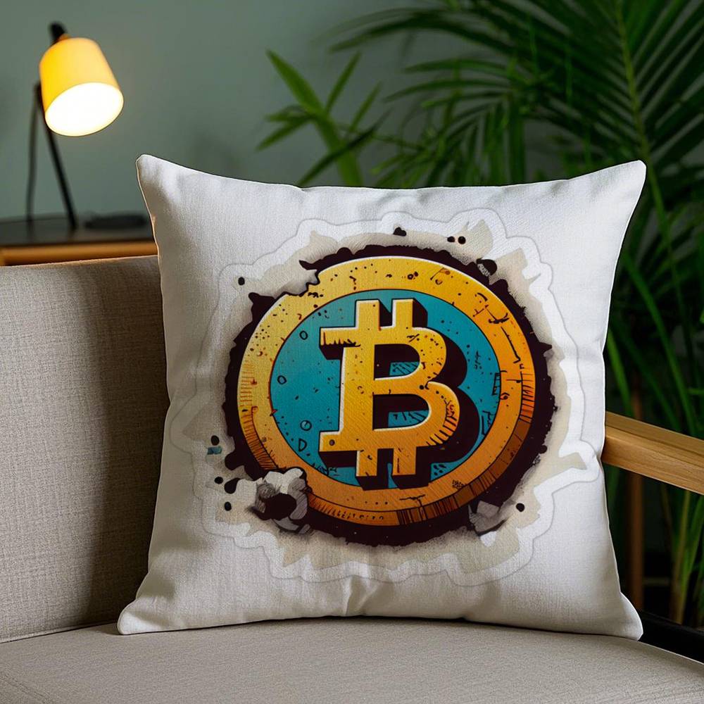 Bitcoin Cryptocurrency Btc Pillow Case Home Dorm Chair Back Short Plush Double-sided Printing Office Nap Time Cushion Cover