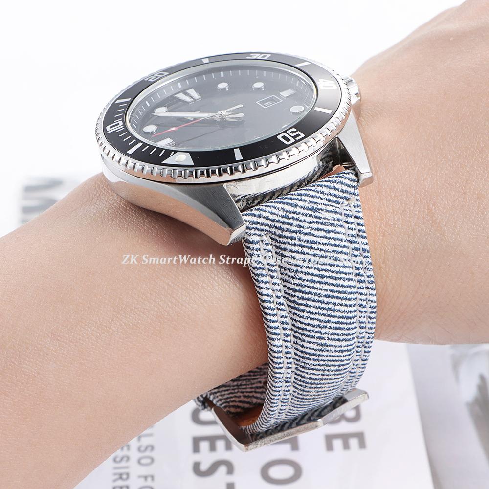 Durable Soft Denim Canvas Leather Watch Band 18mm 20mm 22mm for Omega Fashion Straps for Men Women Bracelet with Multi-Color