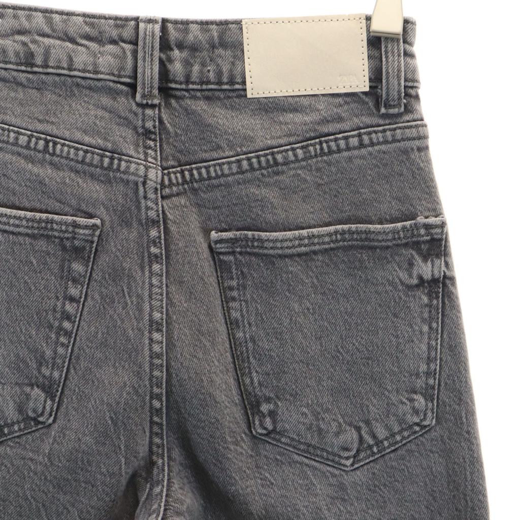 Unused ZARA Tapered Denim Pants 32 Gray Jeans Women Used