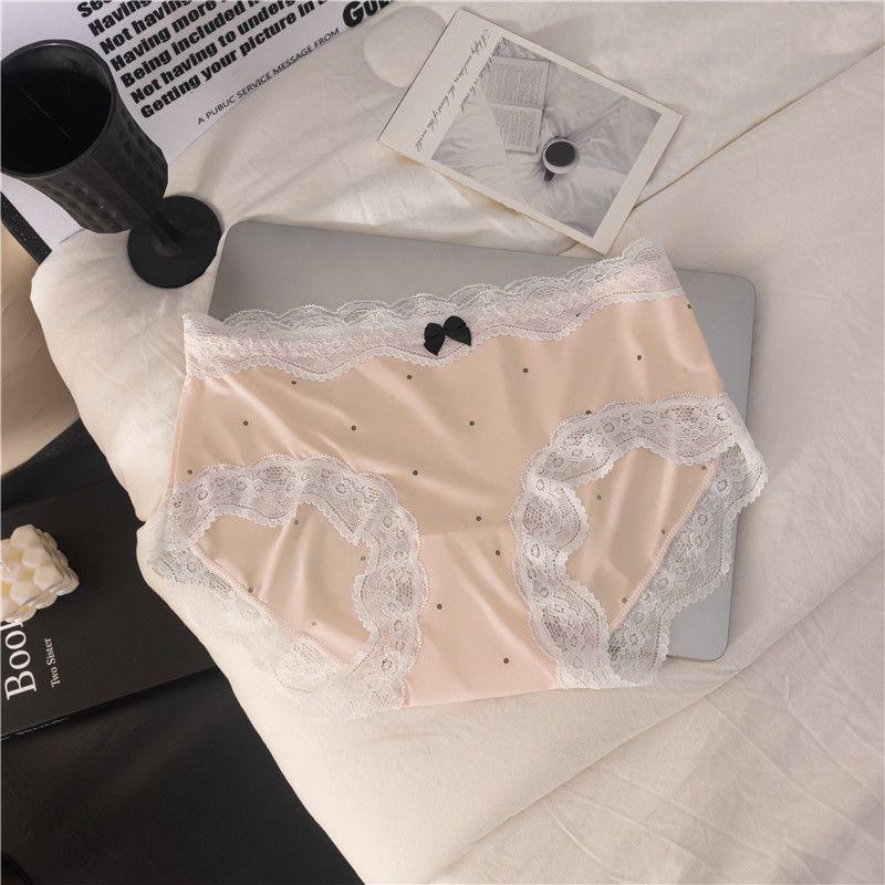 Ladies Summer Thin Sexy Lace Ice Silk Antibacterial Cotton Crotch No Trace Briefs