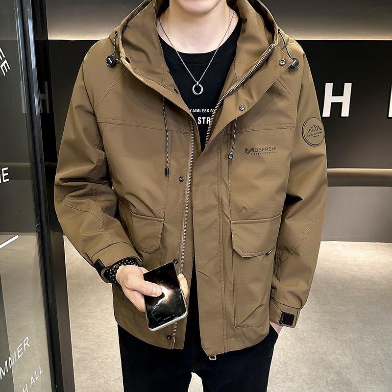 

Осенняя Новая Куртка с Капюшоном Мужская Свободная Весенне-Осенняя Ветрозащитная Куртка Популярное Пальто 4XL