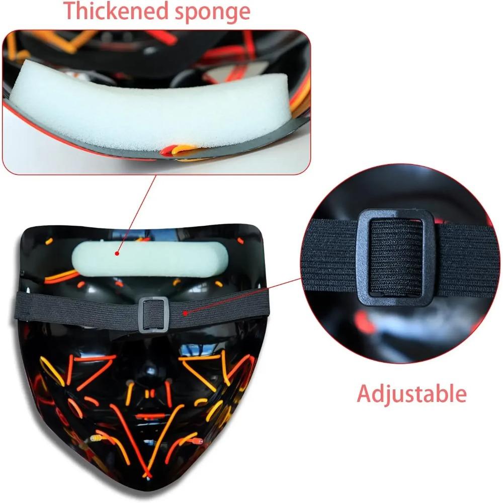 Poptrend Halloweenská maska LED svítící maska Strašidelná maska na Festival Cosplay Halloweenský kostým Maškarní večírky Karnevalový dárek