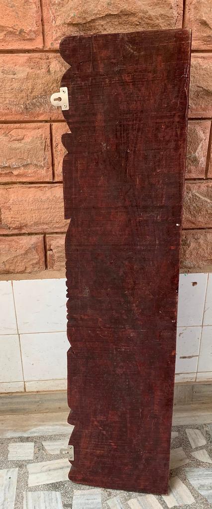 Hand Carved Wooden Tirupati Balaji Wall Panel: Hindu God Decor