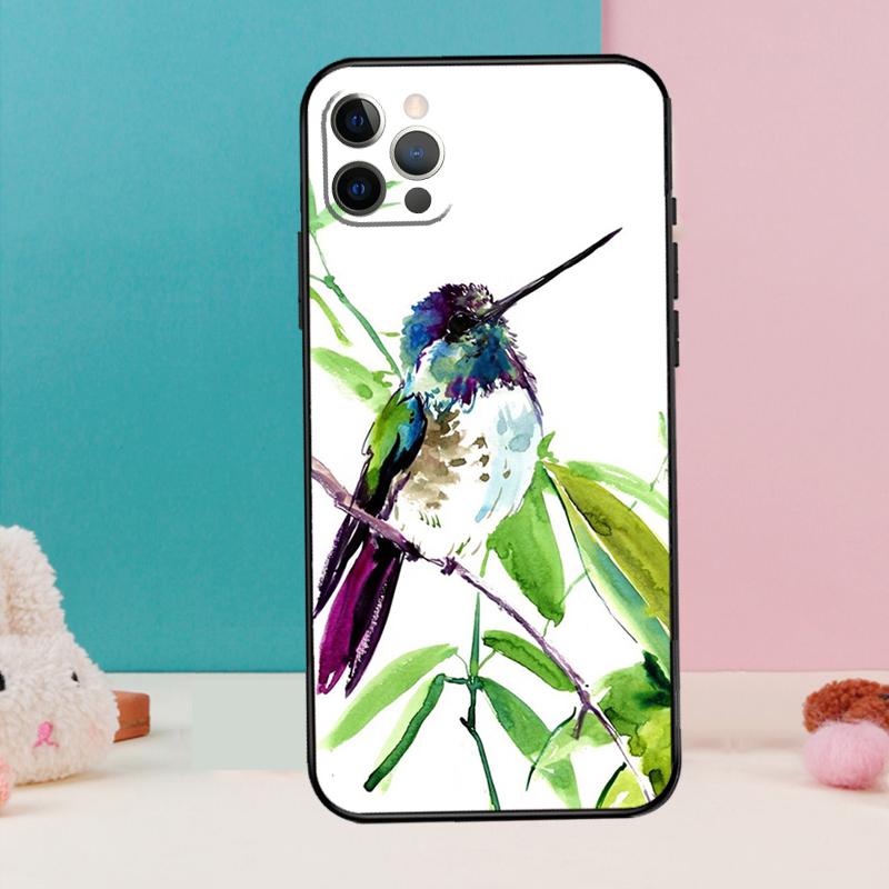 Hummingbird and Flowers Phone Case For iPhone 17 Air 16 15 14 12 11 13 Pro Max 12 13 mini 15 16 Plus 16e Cover Coque