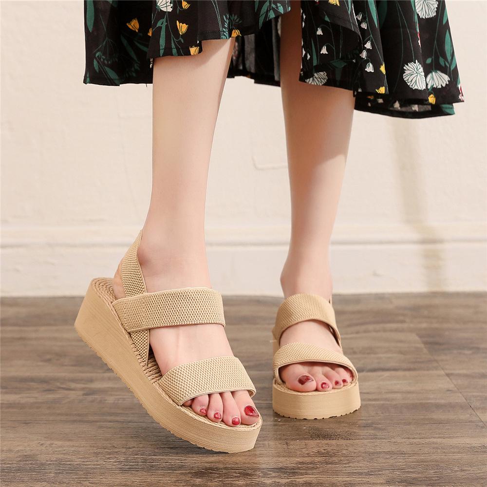 Women's 2024 Summer Korean Cross-Strap Thick-Soled Roman Sandals