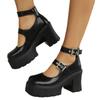 Fashion Thick High-heeled Mary Jane Single Shoes Women's Platform Spring and Summer Retro Small Leather Shoes