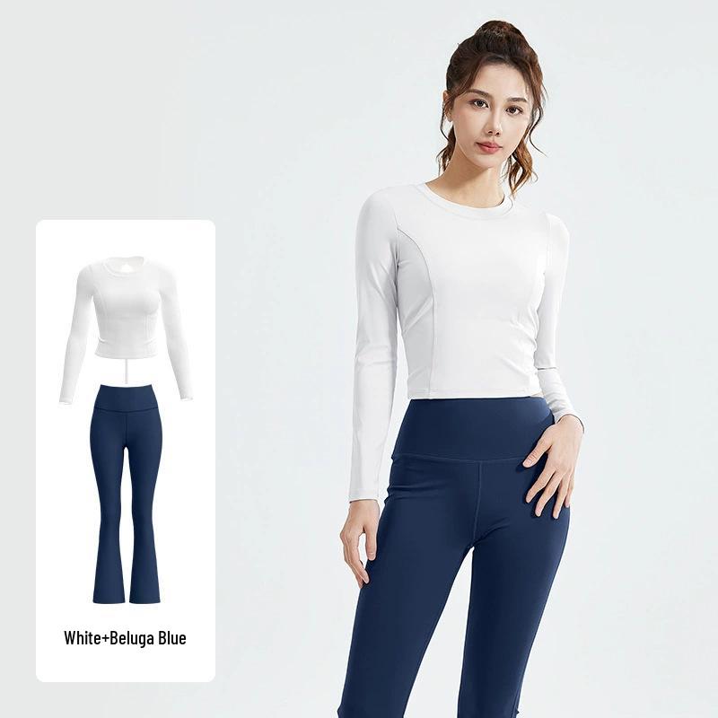 2025 Women's Breathable Running Set with Long Sleeve, Cutout Back, Drawstring, and Chest Pads