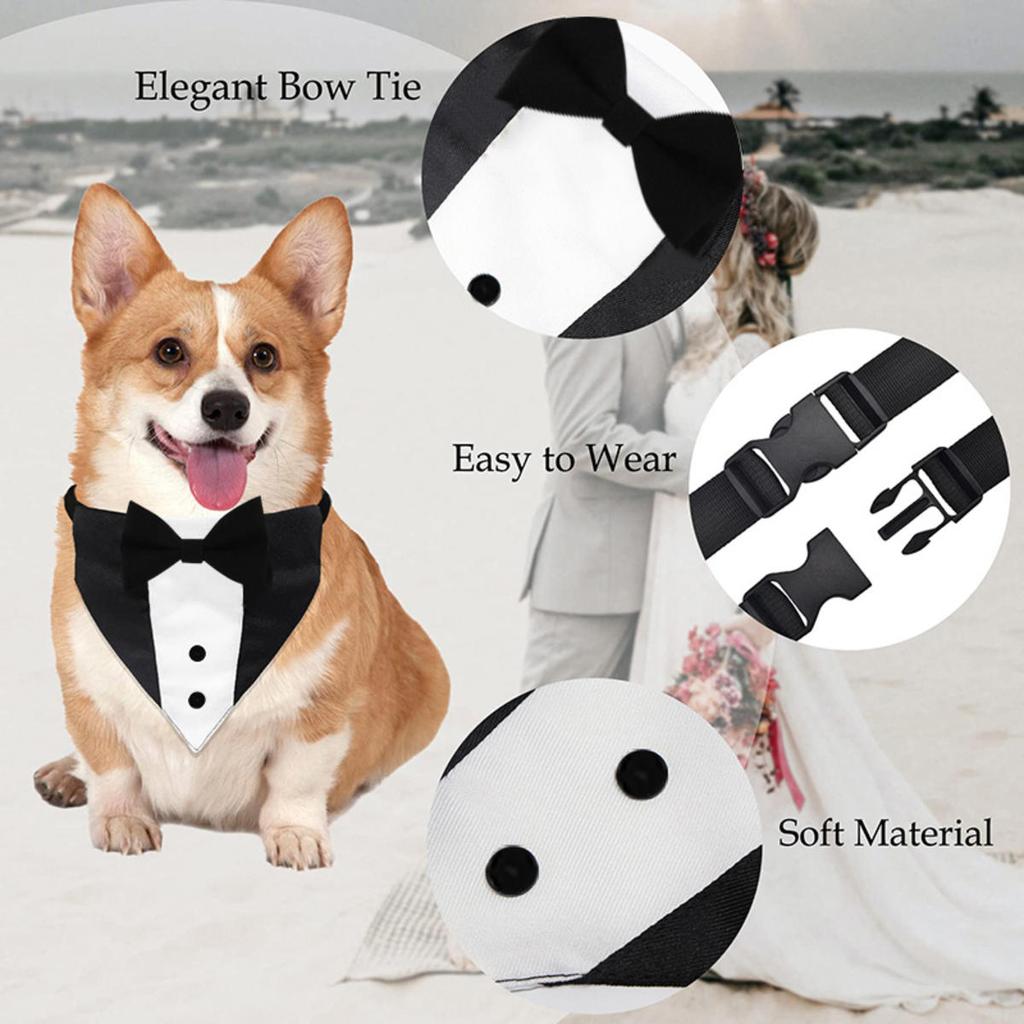 Dog Collar Pet Wedding Bow Tie Scarf Adjustable Dog Neckerchief Bowtie Collar  Pet Formal Costume for Puppy