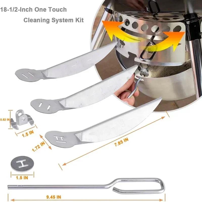 Kit Sistema di Pulizia One-Touch Argento da 18-1/2 Pollici per Griglia Weber per Fondo Griglia per Parti di Ricambio Griglia Weber 7444 lij