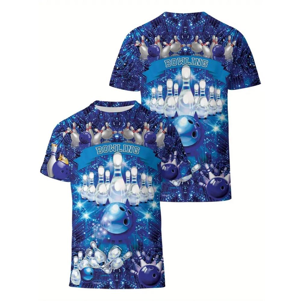 T shirt 3D Print Men's Bowling Lovers Sport Tees Casual Plus Size Unisex Top Summer Street Youth Man Clothing