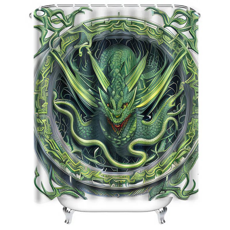 Epic Dragon Art Shower Curtain - Waterproof, Mildew-Resistant, Machine Washable For Fantasy-Themed Bathroom Decor