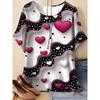 Fashion Women's Crew Neck Short Sleeve 3D Flower Color Printing Flower Short Sleeve Crew Neck T-Shirt