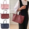 Simple Elegant Women's Shoulder Bag Zipper Closure Soft Commuting Tote Bag PU Leather Large Capacity Casual Handbag