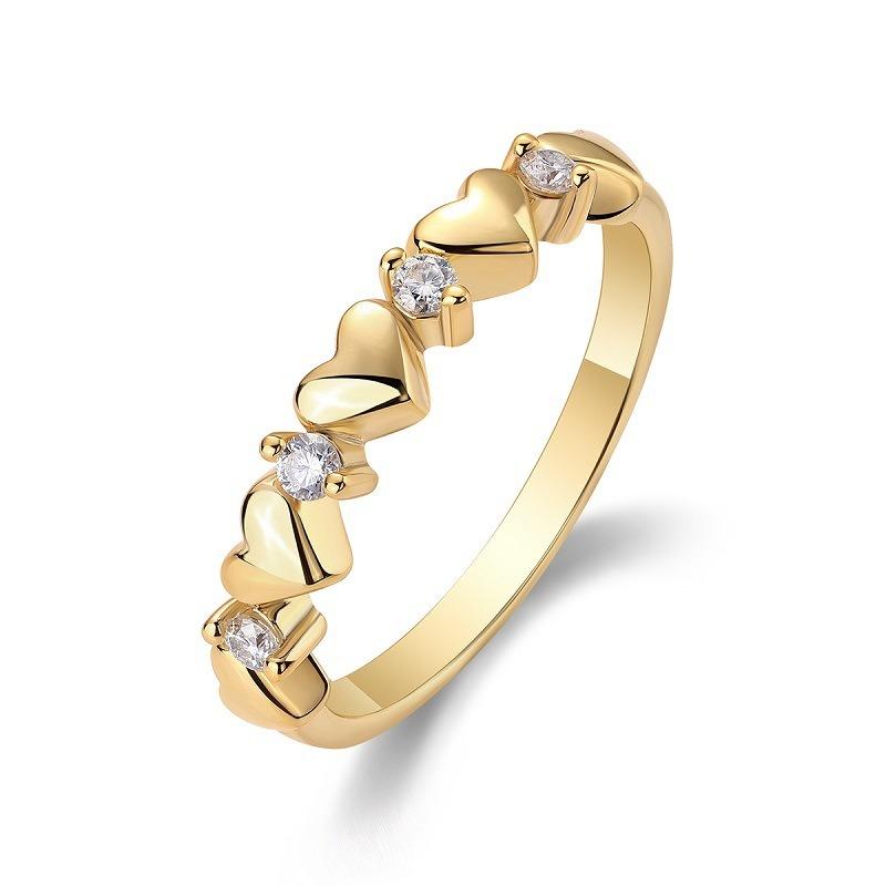 Nabest Fine Jewelry Gold Plated CopperHeart Wedding Band for Women Hypoallergenic VVS D Color Moissanite Rings