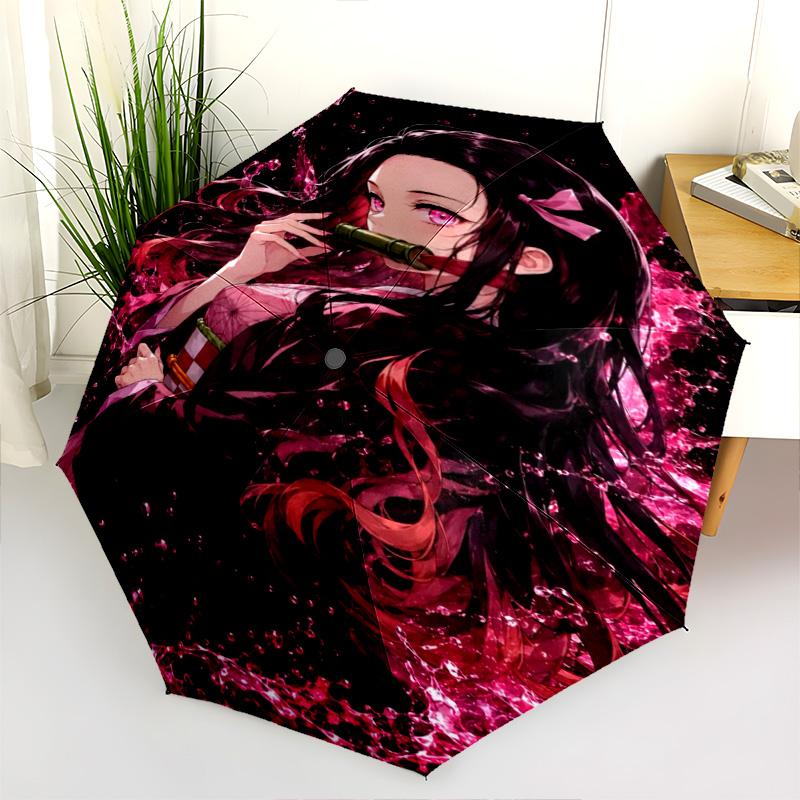 1PC Demon Slayer Automatic Umbrella - Suitable Travel Outdoor Portable Umbrella Birthday Gift Daily Essentials