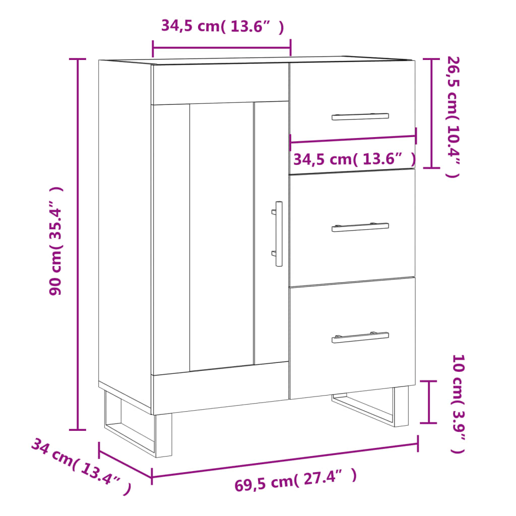Sideboard Gray Sonoma 69.5 x 34 x 90 cm Particleboard