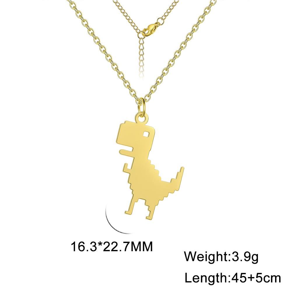 Colier Mosaic Dinosaure din Oțel Inoxidabil pentru Femei Băieți Choker Lanțuri Claviculă Bijuterii Animale Trendy Cadou