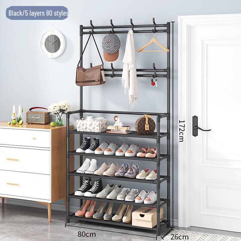 

Компактная многоуровневая полка для обуви и головных уборов для установки в дверном проеме — экономичное решение для хранения 5 layers 80cm чёрный