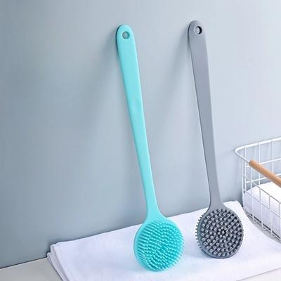 Spazzola per il corpo con manico lungo e scrubber per la schiena in silicone a doppia faccia, spazzola per il bagno con fango, spazzola per l'esfoliazione e il massaggio della doccia