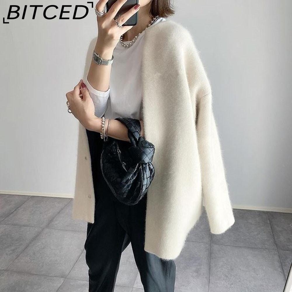 BITCED Women's 9-Colour Autumn Ultra-Soft Knit Cardigan Slim-Fit Design, Artistic Aesthetic Niche Loose-Fit Jacket