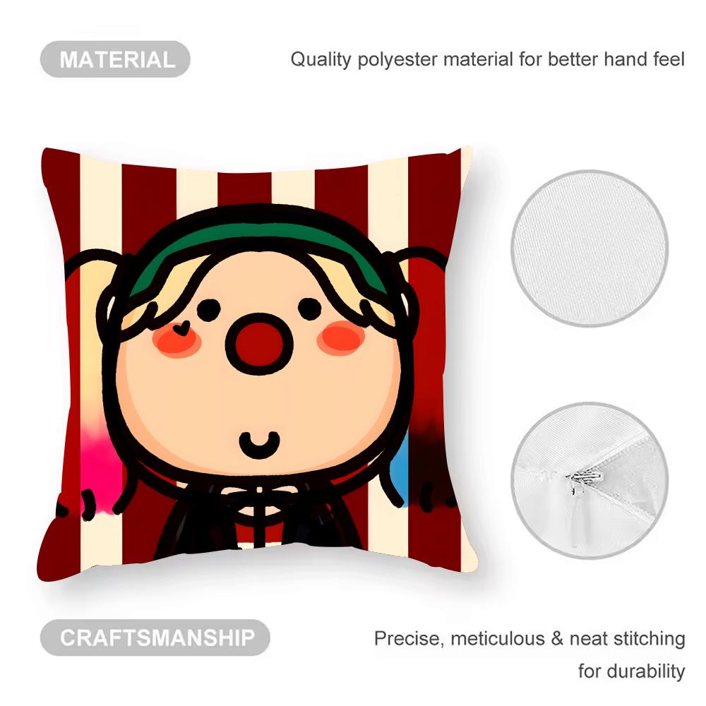Cute Cartoon Couple Cushion Cover Anti-dustmite Pillowcase Invisible Zipper Silky Short Plush Sofa Cushion Cover