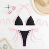 New solid color women's split sexy triangle color matching bikini strap beach hot spring swimsuit