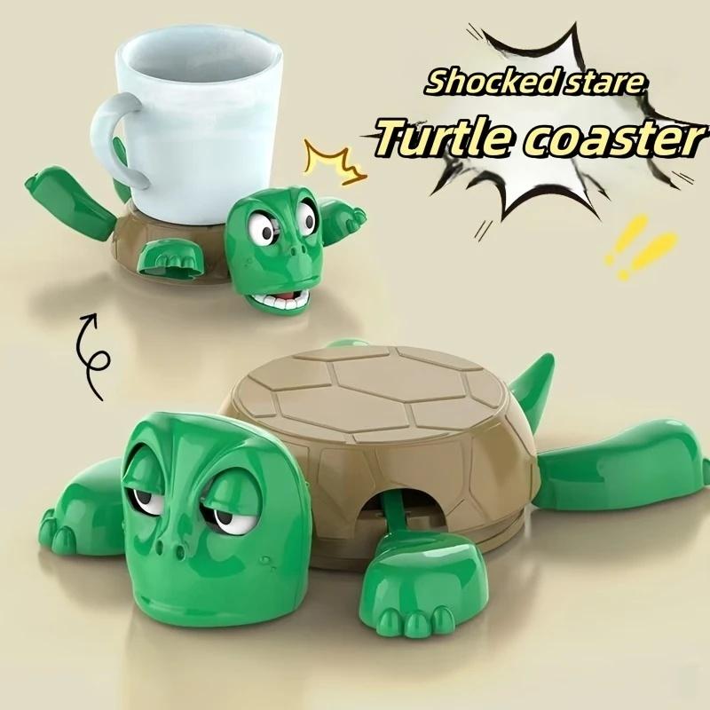 Shocked Turtle Coaster - Anti-Slip Heat-Resistant Funny Desk Decor Prank Gift & Home Office Decoration, Turtle Decor
