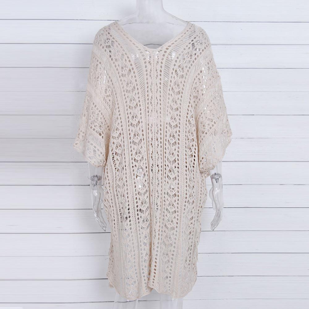 Frauen Baden Strand Cover Up Kleid Bikini Badeanzug Bademode Häkeln Kittel